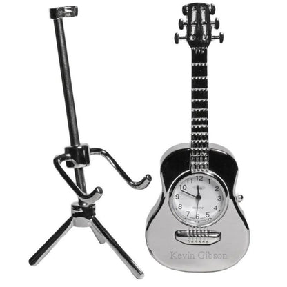 Desk Clock, Acoustic Guitar, Silver