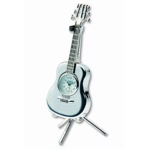 Desk Clock, Acoustic Guitar, Silver