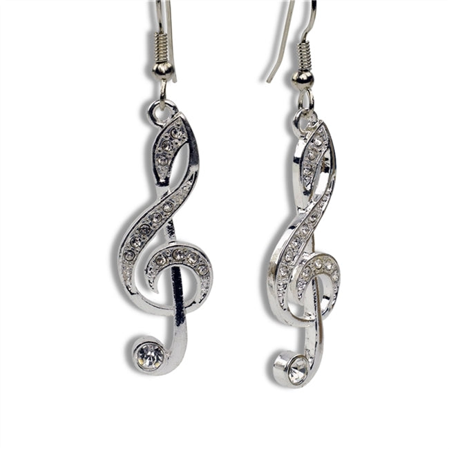 Czech Crystal Earrings, Treble Clef