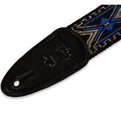 Guitar Strap, Levy's, 2" Jacquard Weave Guitar Strap, Hootenanny Sapphire/Gold