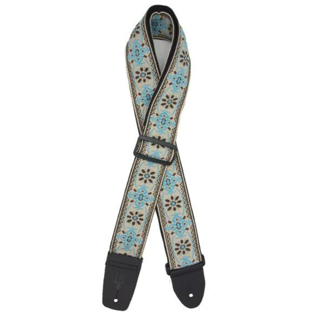 Guitar Strap, 2" Retro Jacquard Blue/Cream FF15B by LM Straps