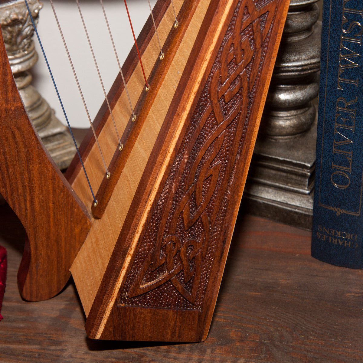 8-String Lily Harp, Roosebeck - Knotwork Carvings, Rosewood