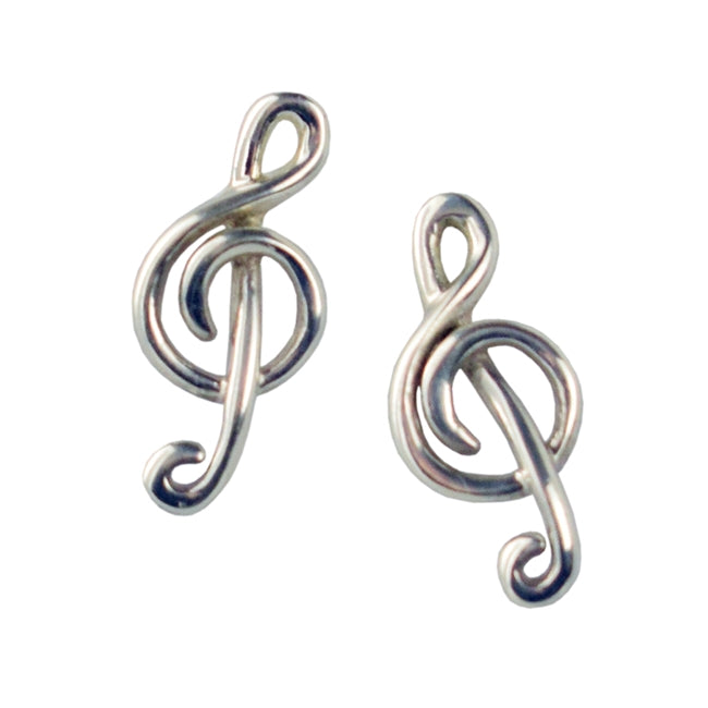 Sterling Silver Earrings, Treble Clef