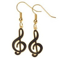 Earrings, Treble Clef - Black