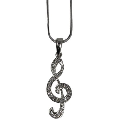 Necklace, Treble Clef with Rhinestones XL