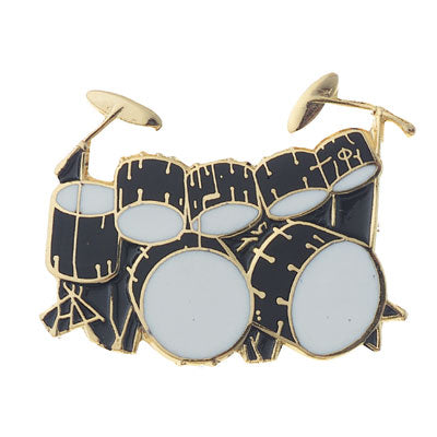 Pin / Tie Tack, Drum Set, Double - Black