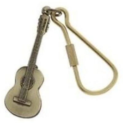 Keychain, Classical Guitar, Antique Brass