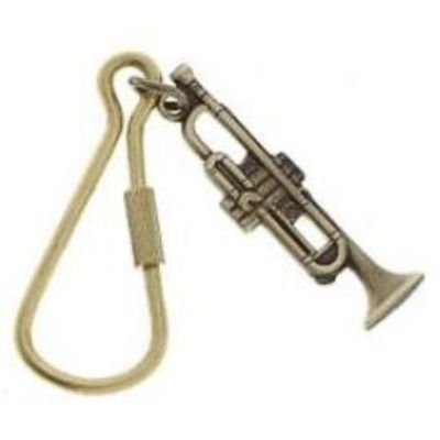 Keychain, Trumpet, Antique Brass