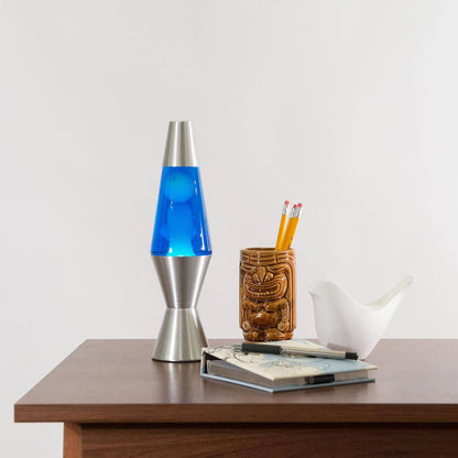 Lava Lamp, 11.5" White/Blue/Silver