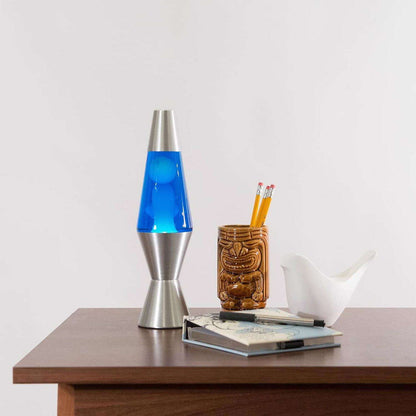 Lava Lamp, 14" White/Blue/Silver