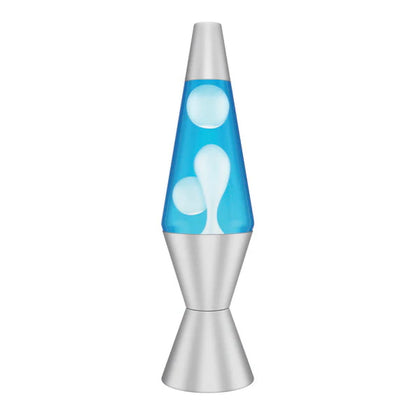 Lava Lamp, 14" White/Blue/Silver