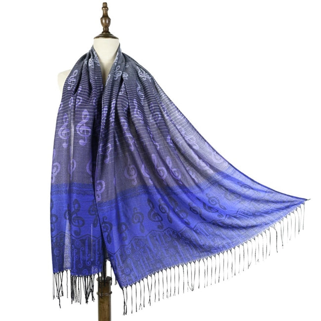 Pashmina Scarf, Treble Clef - Indigo