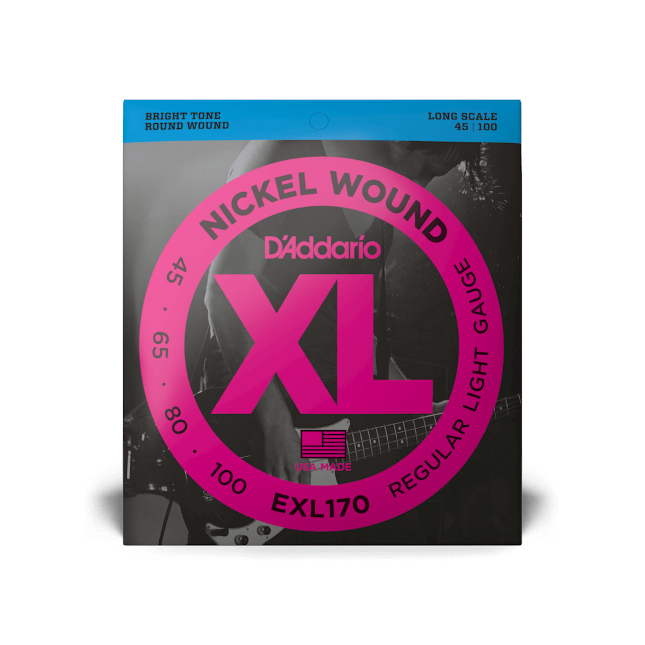 Bass Guitar Strings, D'Addario EXL170 45-100 Regular Light, Long Scale, XL Nickel