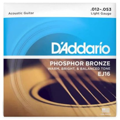 Guitar Strings, Acoustic, D'Addario EJ16 Phosphor Bronze - Light