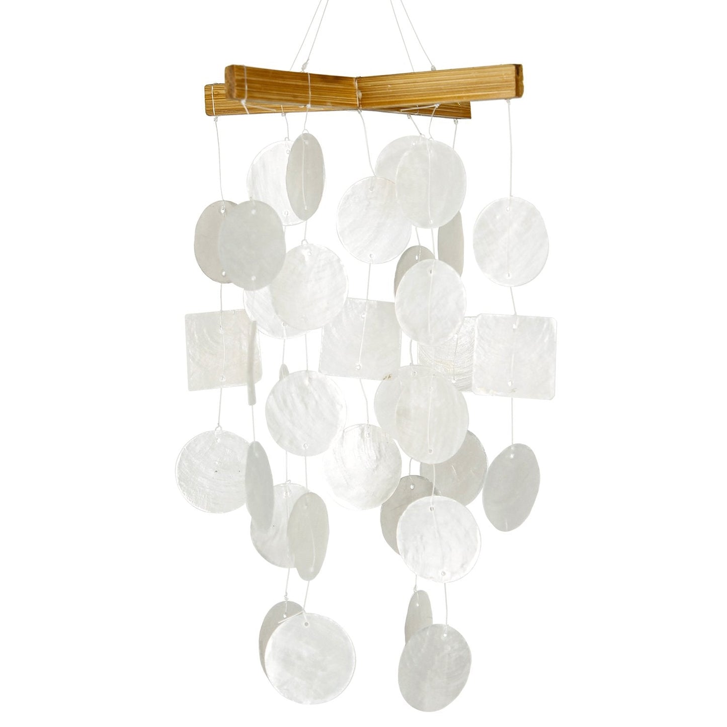 Mini Capiz Wind Chime, White