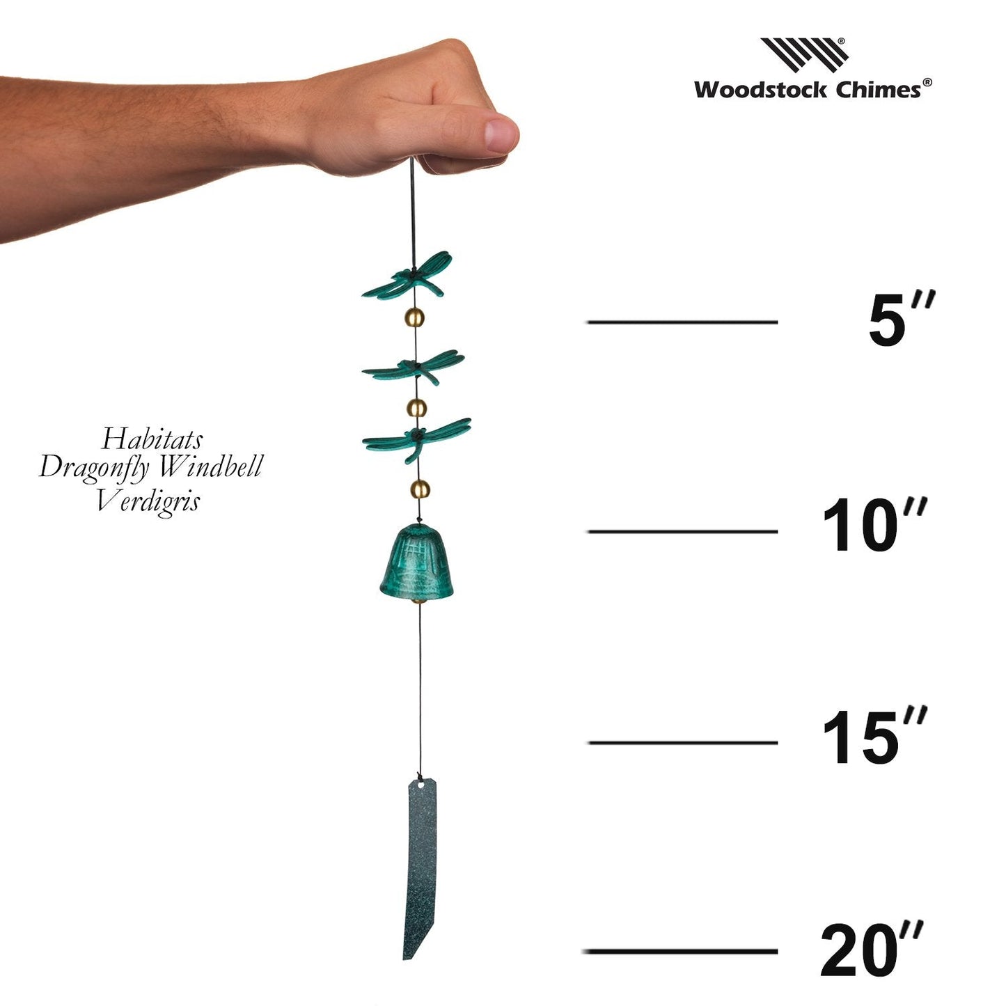 Woodstock Habitats™ - Dragonfly Windbell, Verdigris