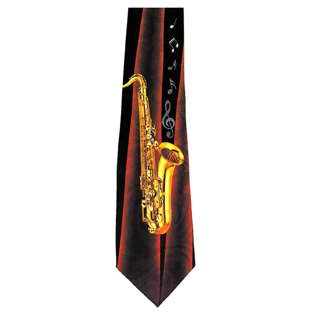 Neck Tie, Saxophone with Red Backdrop