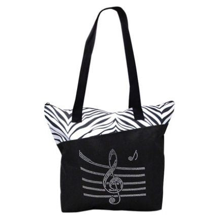 Tote Bag, Zebra Pattern with Treble Clef