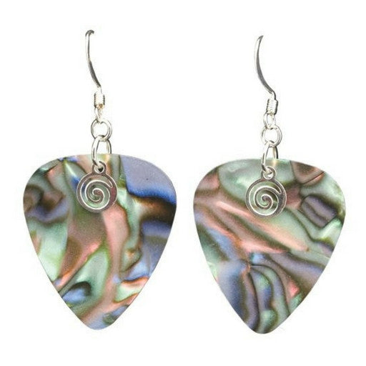 Guitar Pick Earrings, Abalone Shell