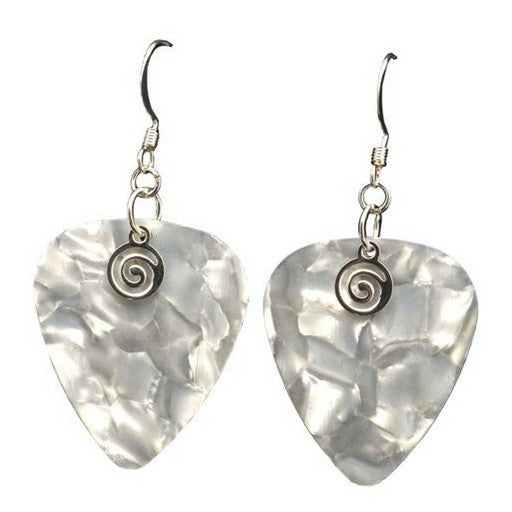 Guitar Pick Earrings, Pearl White