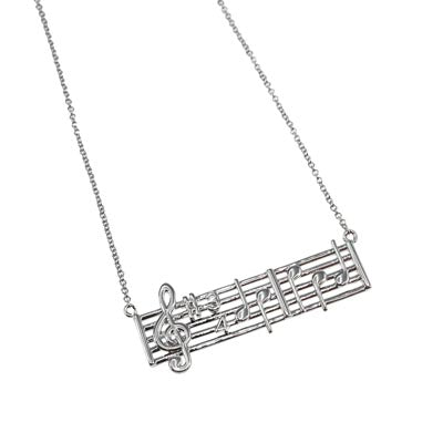 Lauren-Spencer Bar Necklace, Music Staff, Silver