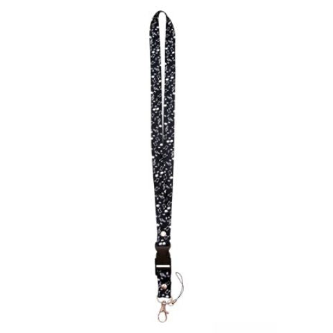 Lanyard, Music Notes - Black and White