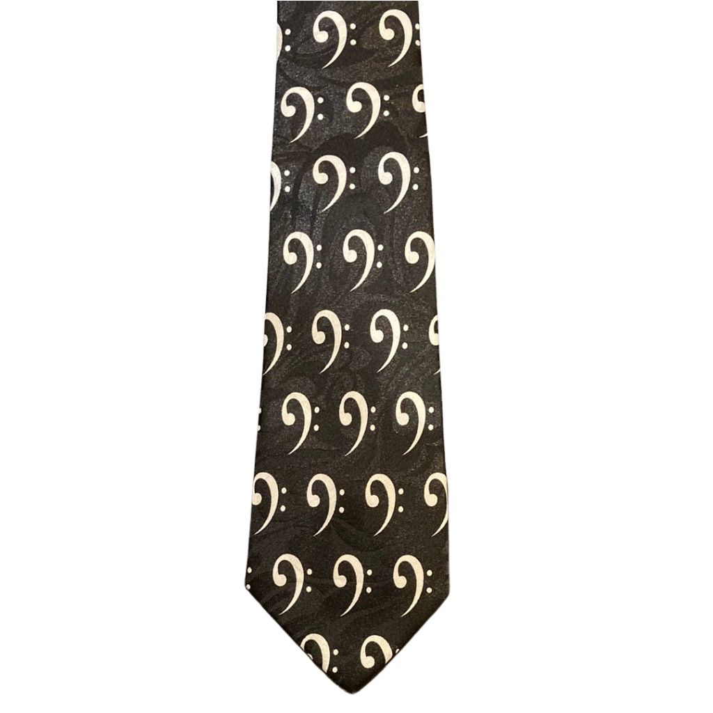 Neck Tie, Bass Clefs on Black