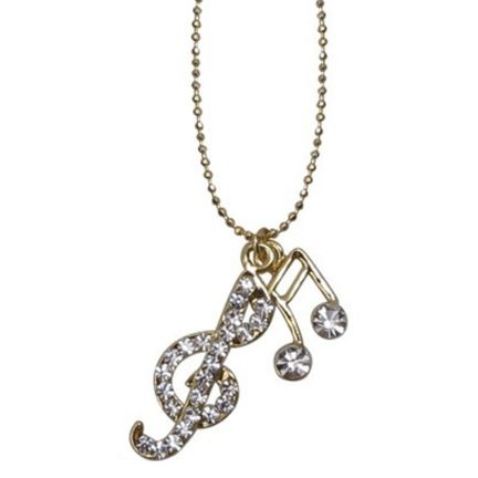 Necklace, Rhinestone, 2 Notes - Gold