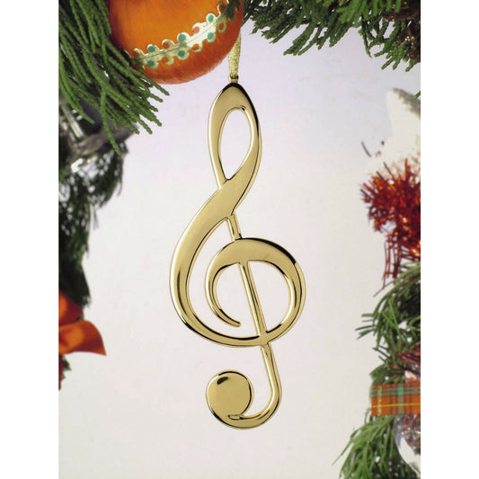 Treble Clef Christmas Ornament, Gold