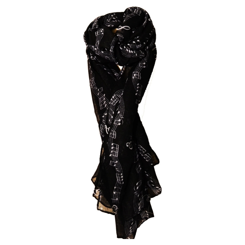 Scarf, Wavy Music Staff, Black