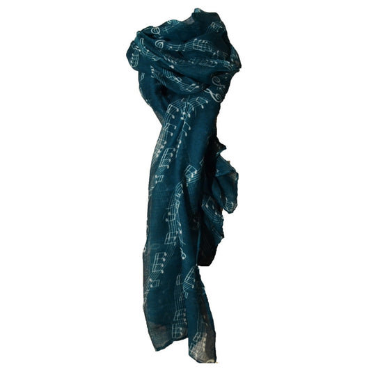 Scarf, Wavy Music Staff, Teal