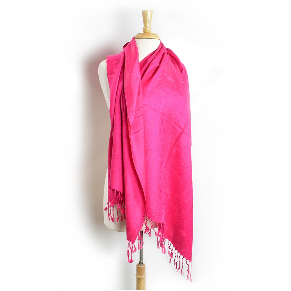 Pashmina Scarf, Treble Clef - Fuchsia