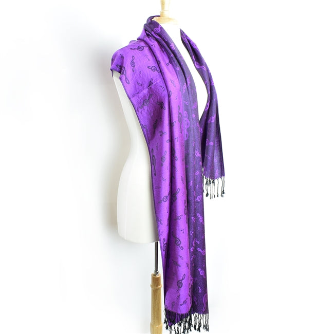 Pashmina Scarf, Treble Clef - Purple