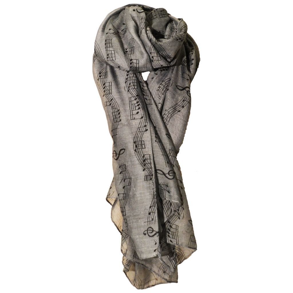 Scarf, Wavy Music Staff, Grey