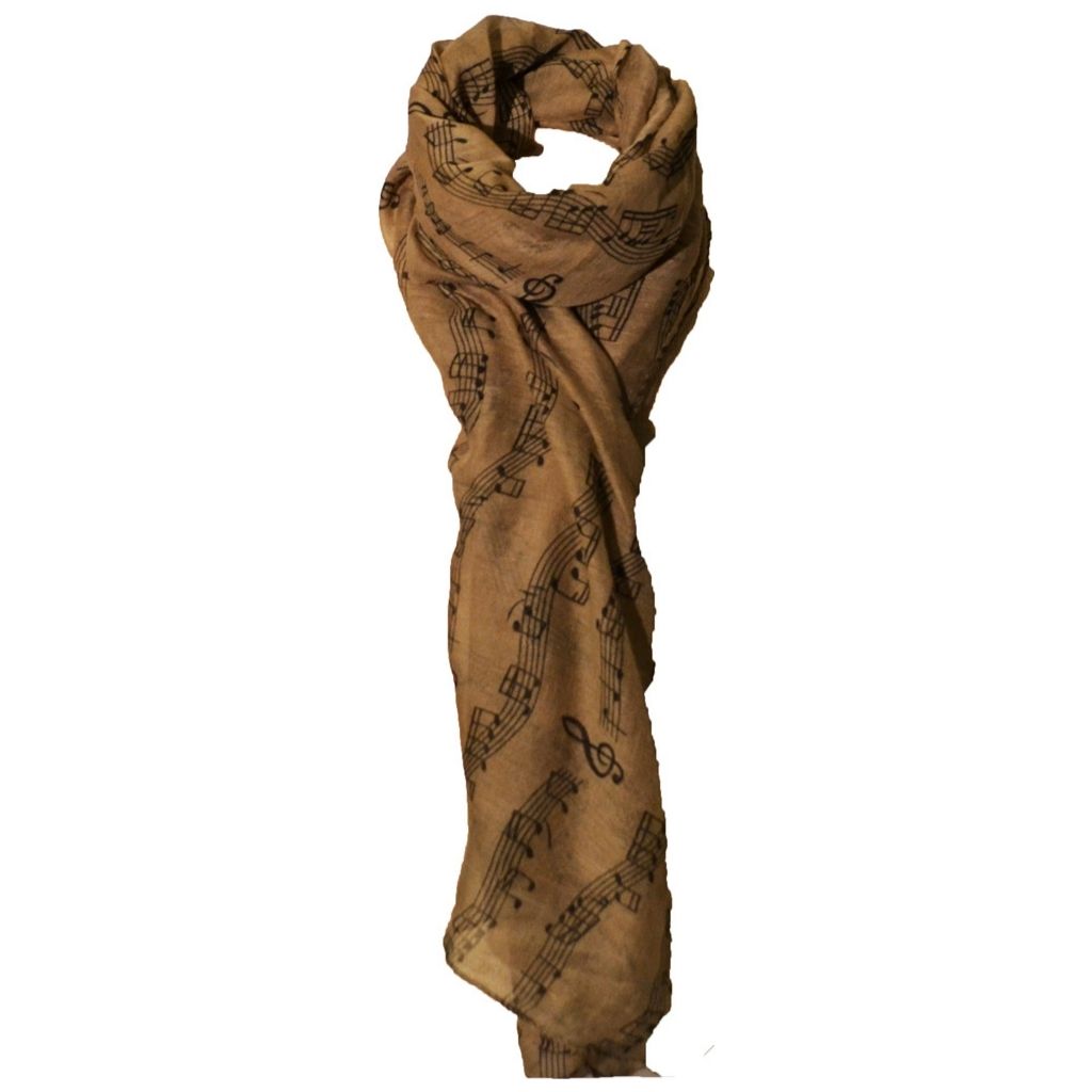 Scarf, Wavy Music Staff, Beige