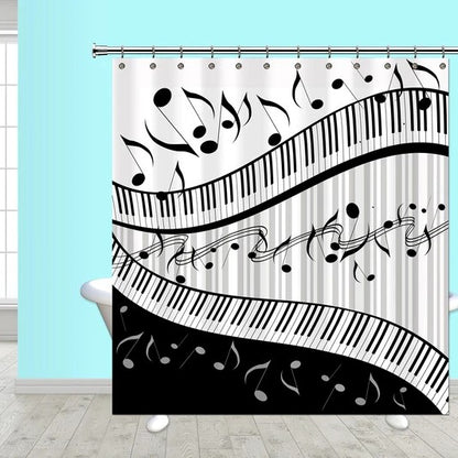 Shower Curtain, Jazzy Music Piano Keyboard