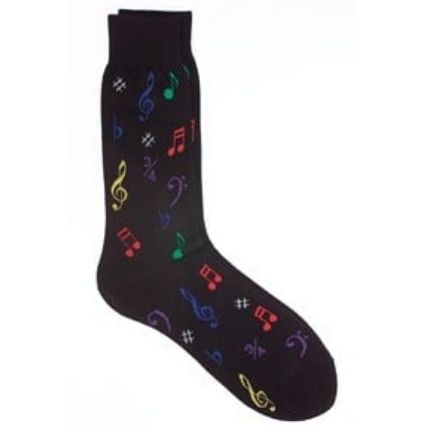 Women's Socks, Music Symbols, Black