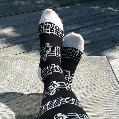 Women's Knee-High Socks, Music Notes