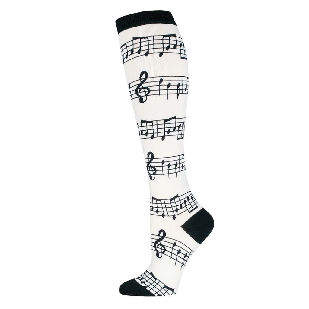 Women's Knee-High Socks, Music Notes